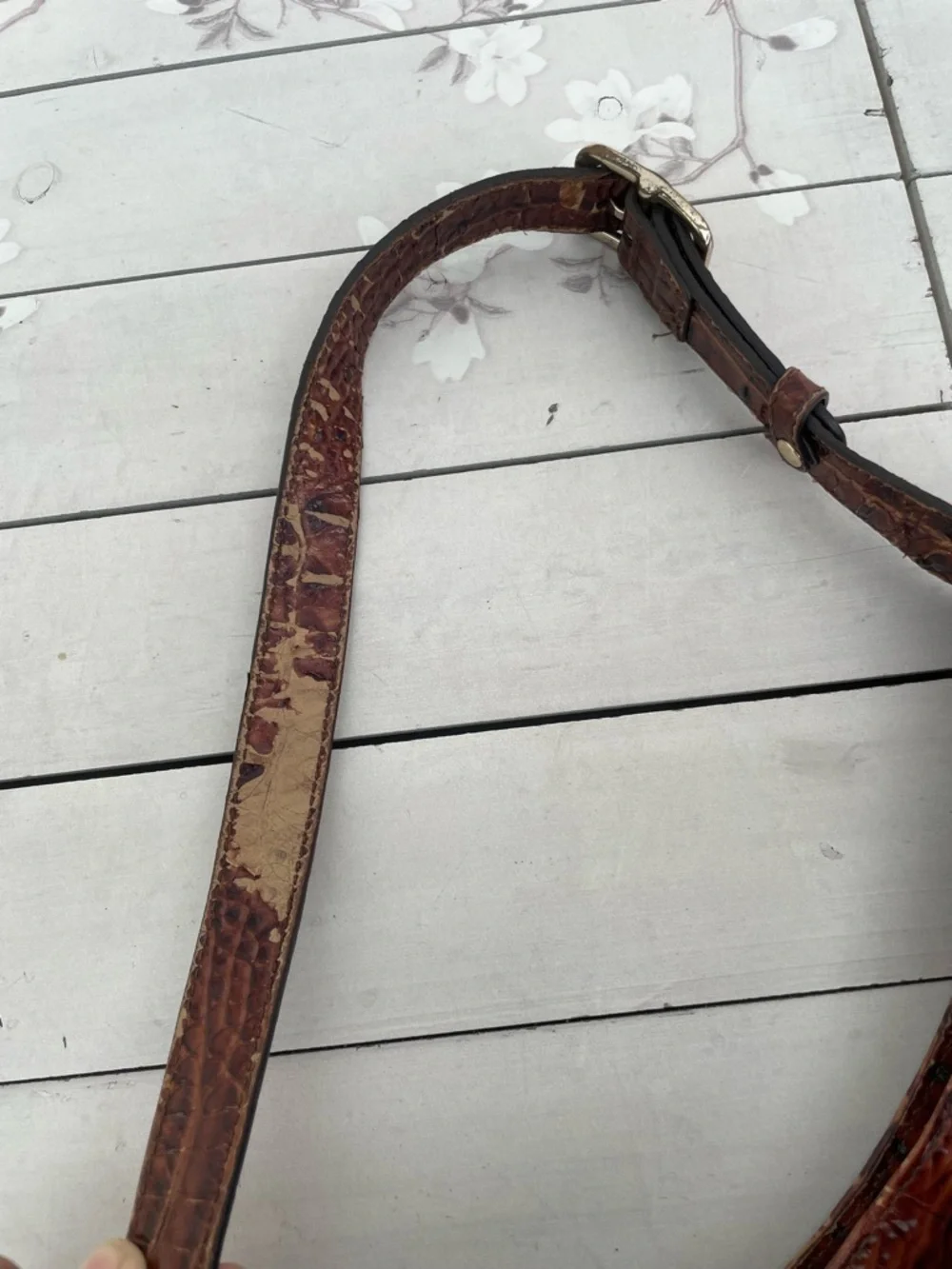 Brahmin Burnt Sienna Croc-Embossed Leather Hobo